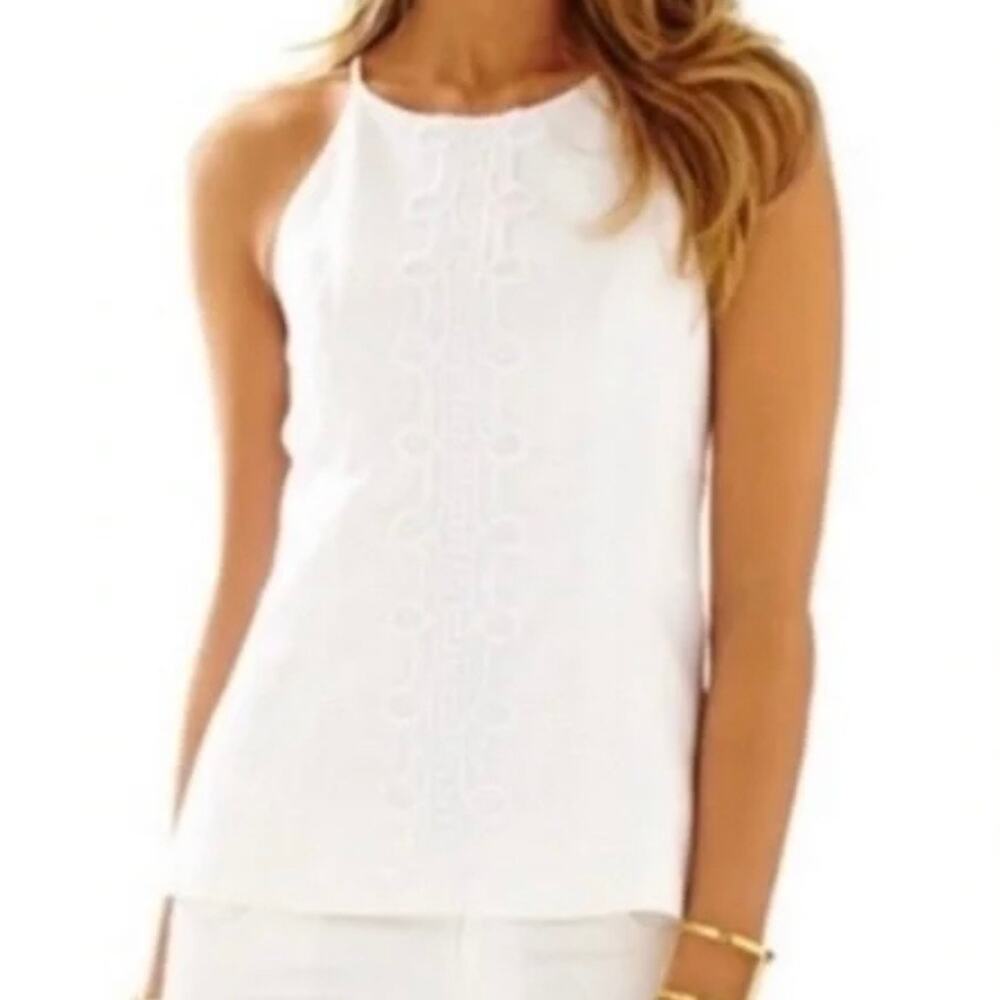 LILLY PULITZER Annabelle Textured Peplum Tank Top White 4